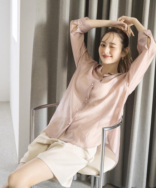 PROPORTION BODY DRESSING（プロポーションボディドレッシング）の「シアーシャーリングブラウス / 1215110503（シャツ/ブラウス・レディース・ブルー/ベージュ/ホワイト・FREE）」の9枚目の写真