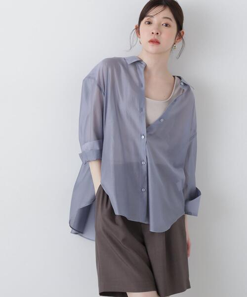 PROPORTION BODY DRESSING（プロポーションボディドレッシング）の「シアーシャーリングブラウス / 1215110503（シャツ/ブラウス・レディース・ブルー/ベージュ/ホワイト・FREE）」の3枚目の写真