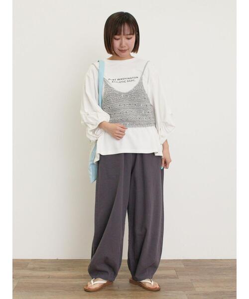 Samansa Mos2（サマンサ モスモス）の「【M/Lサイズ】裾タックギャザーパンツ（その他パンツ・レディース・カーキ/チャコールグレー/ベージュ・M/L）」の21枚目の写真