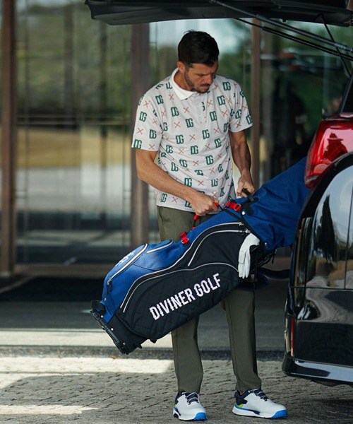 DIVINER GOLF】ティー総柄ポロシャツ メンズ ゴルフウェア 襟付き