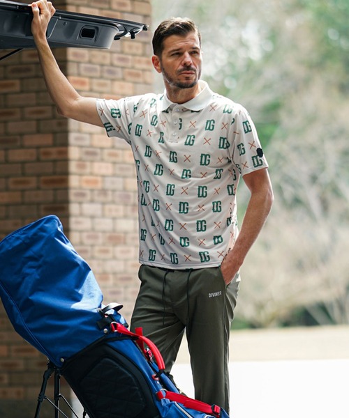 DIVINER GOLF ディバイナーゴルフ ティー総柄 ポロシャツ DIVINER GOLF】ティー総柄ポロシャツ メンズ ゴルフウェア 襟付き