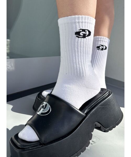 GYDA（ジェイダ）の「GD SOX（ソックス/靴下・レディース・オフホワイト/ブラック/ライム・FREE）」の2枚目の写真