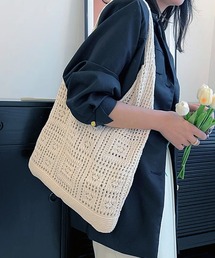 クロシェトートバッグ A4サイズ収納可 / かぎ針編みバッグ