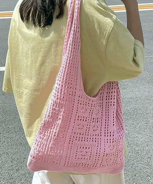 WESTSEA(ウエストシー)の「クロシェトートバッグ A4サイズ収納可 / かぎ針編みバッグ(トートバッグ・レディース・ピンク/グリーン/アイボリー・FREE)」の16枚目の写真