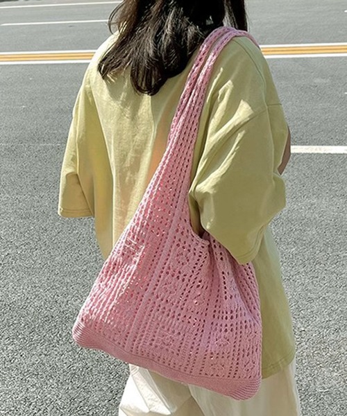WESTSEA(ウエストシー)の「クロシェトートバッグ A4サイズ収納可 / かぎ針編みバッグ(トートバッグ・レディース・ピンク/グリーン/アイボリー・FREE)」の17枚目の写真