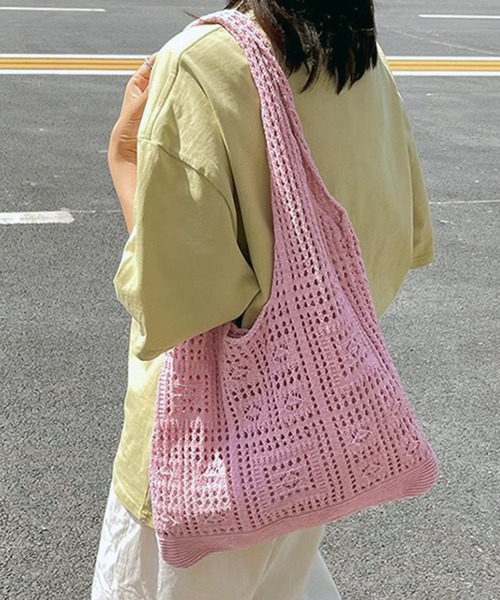 WESTSEA(ウエストシー)の「クロシェトートバッグ A4サイズ収納可 / かぎ針編みバッグ(トートバッグ・レディース・ピンク/グリーン/アイボリー・FREE)」の18枚目の写真