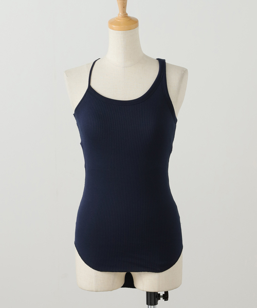 HAKUJI(ハクジ)の「【HAKUJI/ハクジ】Organic cotton asym bra TT:タンクトップ(その他アンダーウェア/インナー・レディース・ホワイト/ネイビー・FREE)」の1枚目の写真