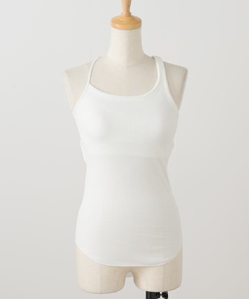 HAKUJI(ハクジ)の「【HAKUJI/ハクジ】Organic cotton asym bra TT:タンクトップ(その他アンダーウェア/インナー・レディース・ホワイト/ネイビー・FREE)」の2枚目の写真