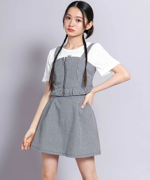 【良好品】 チェックビスチェ3点セット(130~160cm)（セットアップ）｜ZIDDY トップス