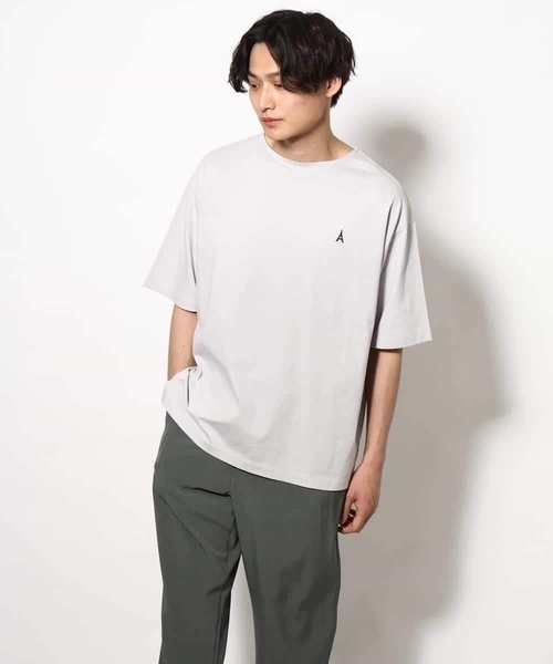 a.v.v（アーヴェヴェ）の「【接触冷感】エッフェル塔刺繍ボートネックTシャツ（Tシャツ/カットソー・メンズ・ネイビー/ライトグレー/ホワイト・48/46/50）」の4枚目の写真