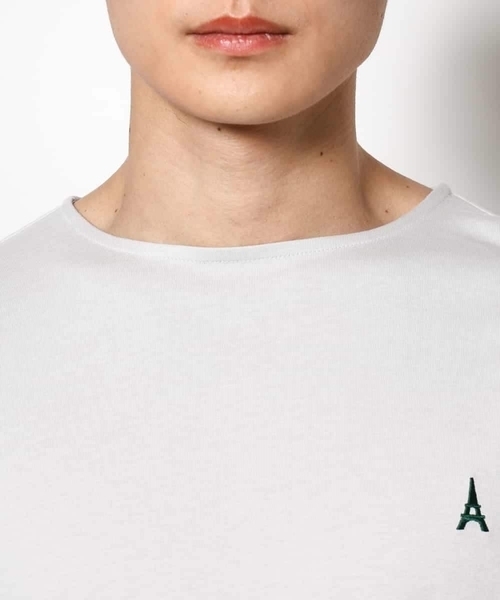 a.v.v（アーヴェヴェ）の「【接触冷感】エッフェル塔刺繍ボートネックTシャツ（Tシャツ/カットソー・メンズ・ネイビー/ライトグレー/ホワイト・48/46/50）」の7枚目の写真