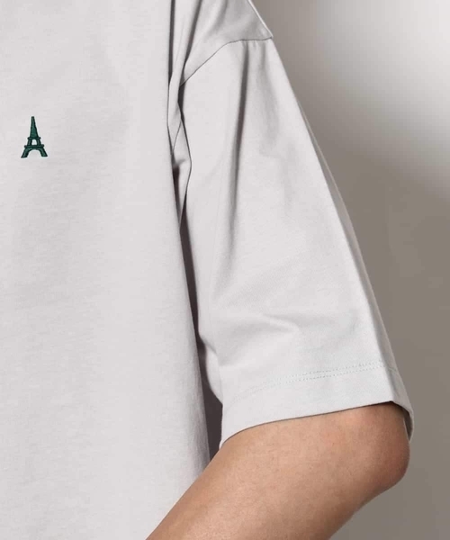 a.v.v（アーヴェヴェ）の「【接触冷感】エッフェル塔刺繍ボートネックTシャツ（Tシャツ/カットソー・メンズ・ネイビー/ライトグレー/ホワイト・48/46/50）」の8枚目の写真