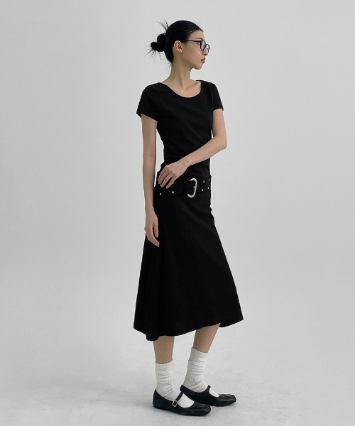 BLACKUP（ブラックアップ）の「[MADE] イズニーUネック半袖Tシャツ（Tシャツ/カットソー・レディース・ブラック/ホワイト・FREE）」の5枚目の写真