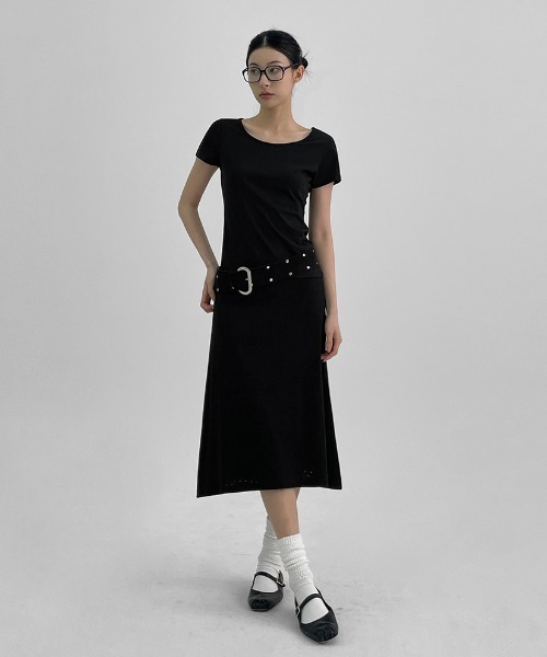 BLACKUP（ブラックアップ）の「[MADE] イズニーUネック半袖Tシャツ（Tシャツ/カットソー・レディース・ブラック/ホワイト・FREE）」の4枚目の写真