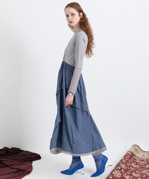 AULA AILA（アウラアイラ）の「ウエストスイッチングワンピース（ワンピース・レディース・ブラック/オフホワイト/ブルー・0）」の18枚目の写真