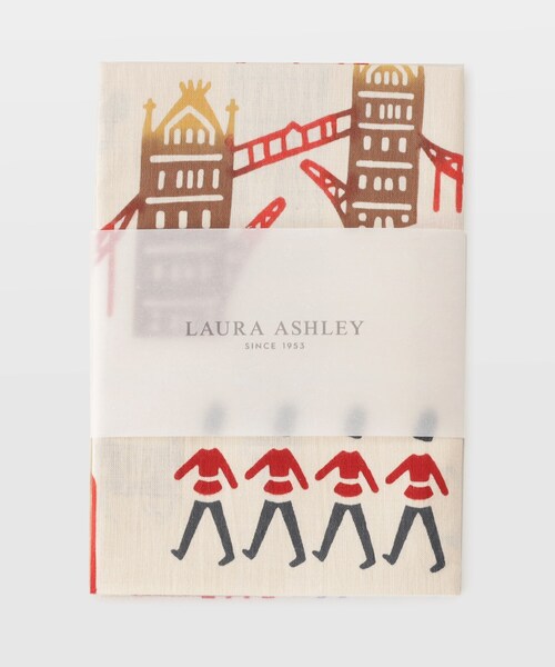 LAURA ASHLEY(ローラアシュレイ)の「【日本製/ギフトにおすすめ!】ロンドン柄 注染手ぬぐい(エプロン・レディース・ライトグレー系/キャメル・00)」の1枚目の写真