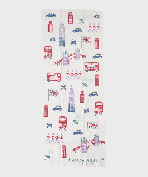 LAURA ASHLEY(ローラアシュレイ)の「【日本製/ギフトにおすすめ!】ロンドン柄 注染手ぬぐい(エプロン・レディース・ライトグレー系/キャメル・00)」の5枚目の写真