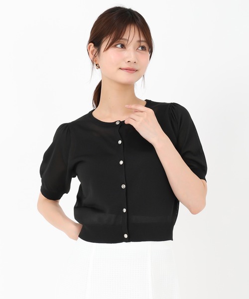 セール】2025新作 シアークルーネック半袖カーディガン（カーディガン