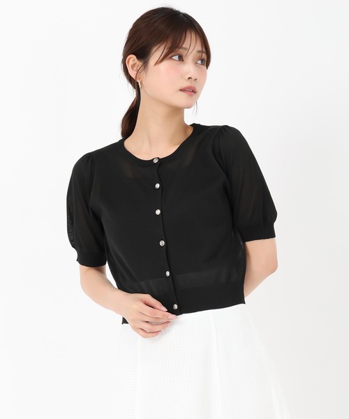 セール】2025新作 シアークルーネック半袖カーディガン（カーディガン