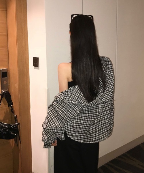 BEIDELLI（ベイデリー）の「[MADE] フード付きサマーチェックシャツ（シャツ/ブラウス・レディース・ブラウン/ネイビー/ブラック・FREE）」の14枚目の写真