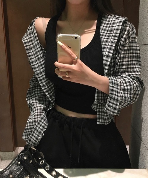 BEIDELLI（ベイデリー）の「[MADE] フード付きサマーチェックシャツ（シャツ/ブラウス・レディース・ブラウン/ネイビー/ブラック・FREE）」の18枚目の写真