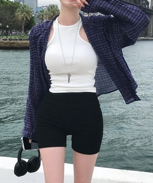 BEIDELLI（ベイデリー）の「[MADE] フード付きサマーチェックシャツ（シャツ/ブラウス・レディース・ブラウン/ネイビー/ブラック・FREE）」の9枚目の写真