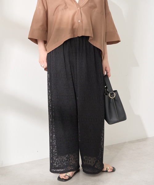 AMERICAN HOLIC（アメリカンホリック）の「プリーツレースパンツ（その他パンツ・レディース・アイボリー/ブラック・M/L）」の9枚目の写真