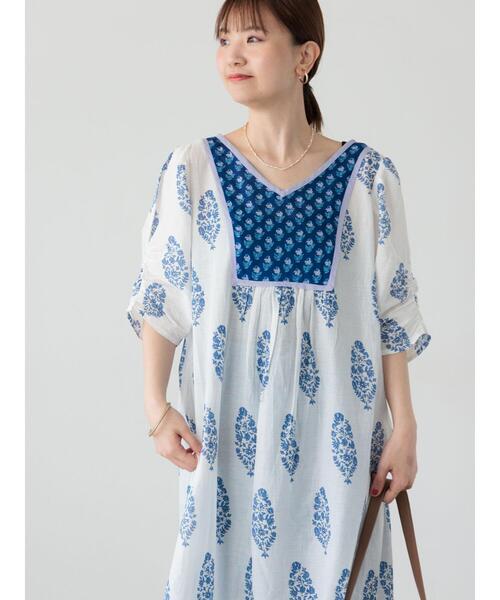 Lugnoncure（ルノンキュール）の「【INDIA made】花柄プリントワンピース（ワンピース・レディース・オフホワイト/ネイビー/グリーン・F）」の10枚目の写真