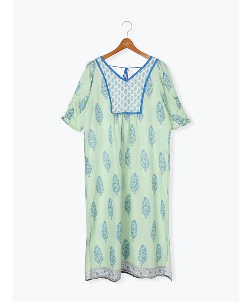 Lugnoncure（ルノンキュール）の「【INDIA made】花柄プリントワンピース（ワンピース・レディース・オフホワイト/ネイビー/グリーン・F）」の13枚目の写真