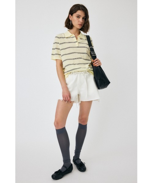 MOUSSY（マウジー）の「MESH KNIT LOOSE ポロシャツ（ニット/セーター・レディース・マジェンタ/ライトイエロー/ダークネイビー・FREE）」の10枚目の写真