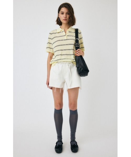 MOUSSY（マウジー）の「MESH KNIT LOOSE ポロシャツ（ニット/セーター・レディース・マジェンタ/ライトイエロー/ダークネイビー・FREE）」の8枚目の写真