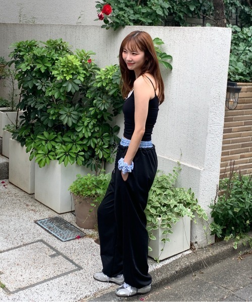 Teem Store(チームストア)の「ウエストギンガムチェックレイヤードワイドスウェットパンツ(スウェットパンツ・レディース・グレー/ブラック/ネイビー・M/L)」の15枚目の写真