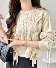 セール】「ケーブルニット」に該当するニット/セーター（リボン