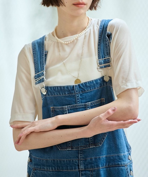 MICA&DEAL(マイカ&ディール)の「【MICA&DEAL/マイカアンドディール】ベロアTEE / シアーベロア / Tシャツ【WEB限定】(Tシャツ/カットソー・レディース・グレイッシュベージュ/オフホワイト/ブルー・フリー)」の1枚目の写真