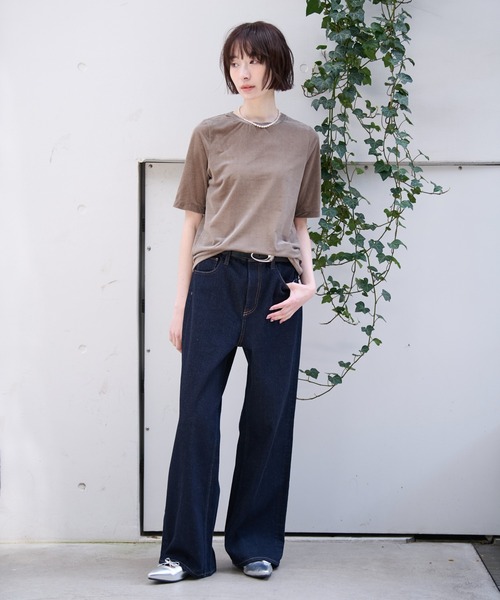 MICA&DEAL(マイカ&ディール)の「【MICA&DEAL/マイカアンドディール】ベロアTEE / シアーベロア / Tシャツ【WEB限定】(Tシャツ/カットソー・レディース・グレイッシュベージュ/オフホワイト/ブルー・フリー)」の19枚目の写真