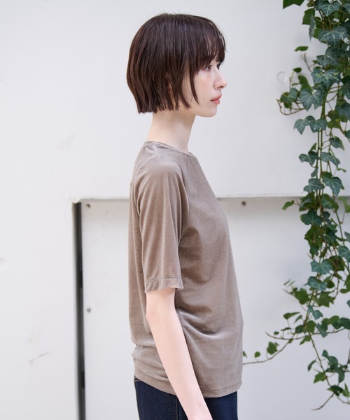 MICA&DEAL(マイカ&ディール)の「【MICA&DEAL/マイカアンドディール】ベロアTEE / シアーベロア / Tシャツ【WEB限定】(Tシャツ/カットソー・レディース・グレイッシュベージュ/オフホワイト/ブルー・フリー)」の21枚目の写真