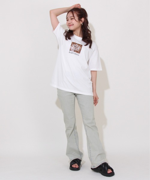 BABYDOLL（ベビードール）の「【綿100％】親子お揃い ヒョウ柄Tシャツ 0587A（Tシャツ/カットソー・メンズ・ホワイト/ブラック・M/L/XL/S）」の9枚目の写真