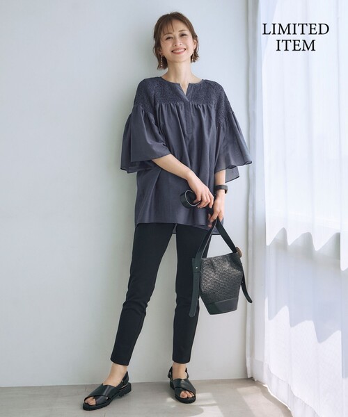 自由区(ジユウク)の「コットンナイロンモクロディー レギンスパンツ(その他パンツ・レディース・ブラック系・44/46/48)」の2枚目の写真
