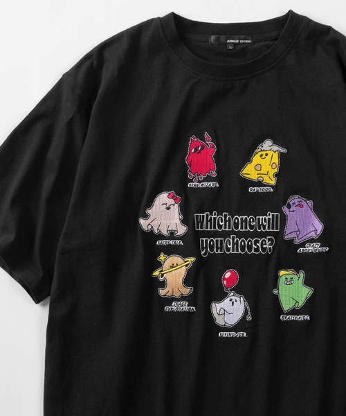 IDEASWAM カラフル刺繍 ブラックTシャツ S TEES – IDEASWAM