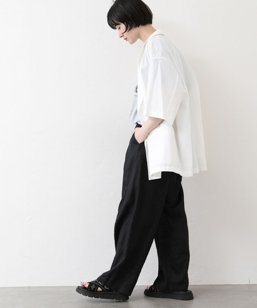 JOURNAL STANDARD LUXE（ジャーナルスタンダード　ラックス）の「リネン タックパンツ（その他パンツ・レディース・ブラック/ネイビー・SMALL/MEDIUM）」の17枚目の写真