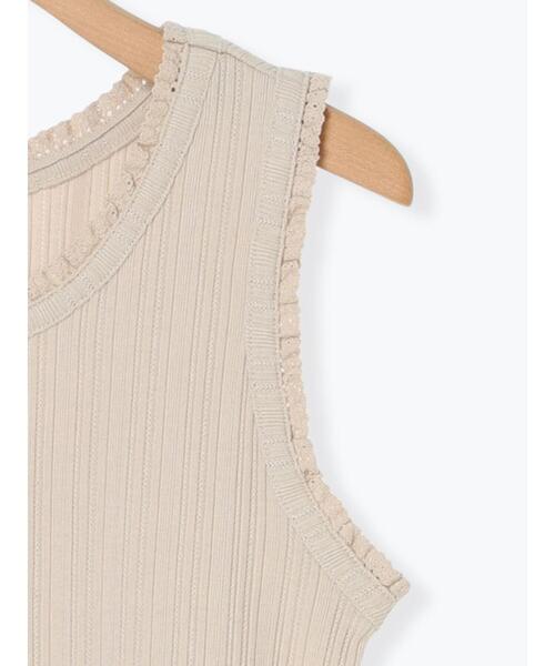 Samansa Mos2（サマンサ モスモス）の「エッジレーステレコノースリ（Tシャツ/カットソー・レディース・ベージュ/チャコールグレー/オフホワイト・F）」の12枚目の写真