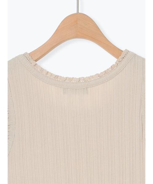 Samansa Mos2（サマンサ モスモス）の「エッジレーステレコノースリ（Tシャツ/カットソー・レディース・ベージュ/チャコールグレー/オフホワイト・F）」の14枚目の写真