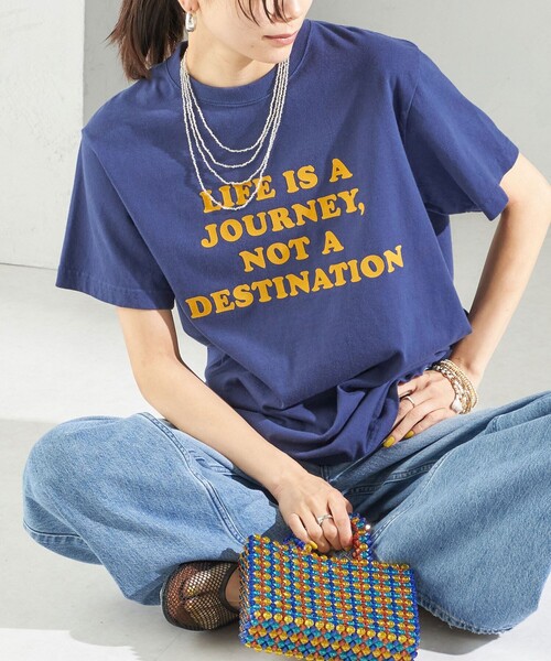 Odub（オーダブ）の「【SHIPS別注】Odub:〈手洗い可能〉プリント TEE（Tシャツ/カットソー・レディース・イエロー/ネイビー/ホワイト・ONE SIZE）」の3枚目の写真