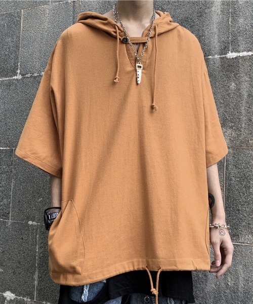 MGV（エムジーヴィー）の「ハーフジップ半袖フーディ（パーカー・メンズ・ブラウン/ブラック・MEDIUM/LARGE/X-LARGE）」の6枚目の写真