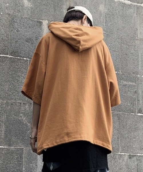 MGV（エムジーヴィー）の「ハーフジップ半袖フーディ（パーカー・メンズ・ブラウン/ブラック・MEDIUM/LARGE/X-LARGE）」の7枚目の写真