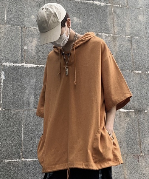 MGV（エムジーヴィー）の「ハーフジップ半袖フーディ（パーカー・メンズ・ブラウン/ブラック・MEDIUM/LARGE/X-LARGE）」の8枚目の写真
