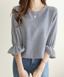 七分袖フリルワンピース ブルー ☆ Les Petites... レースレディース Lace Ladies 七分袖レースワンピースドレス