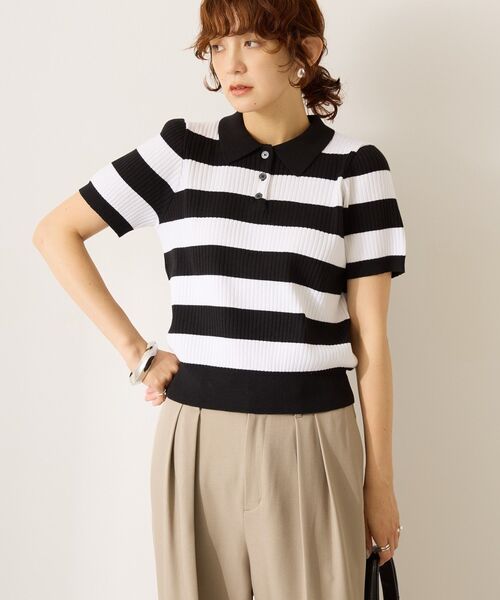 AMERICAN HOLIC（アメリカンホリック）の「アソートニットポロシャツ（ポロシャツ・レディース・その他7/ネイビー/オフホワイト・L/M）」の22枚目の写真