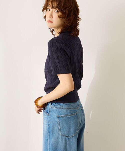 AMERICAN HOLIC（アメリカンホリック）の「アソートニットポロシャツ（ポロシャツ・レディース・その他7/ネイビー/オフホワイト・L/M）」の5枚目の写真