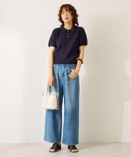 AMERICAN HOLIC（アメリカンホリック）の「アソートニットポロシャツ（ポロシャツ・レディース・その他7/ネイビー/オフホワイト・L/M）」の7枚目の写真